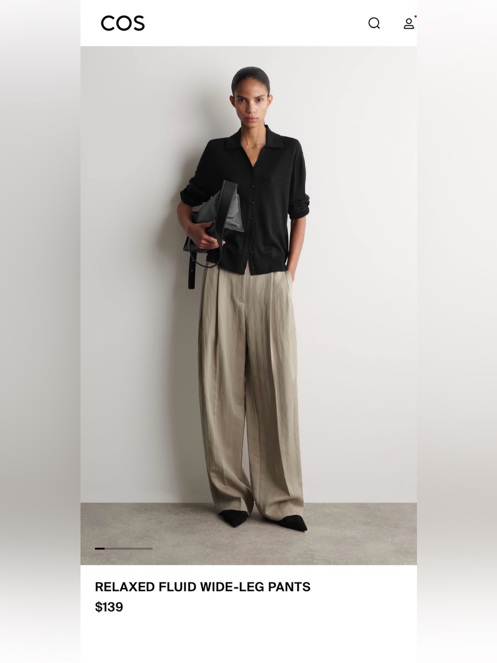 COS Wide-Leg Relaxed Trousers in Taupe and Black